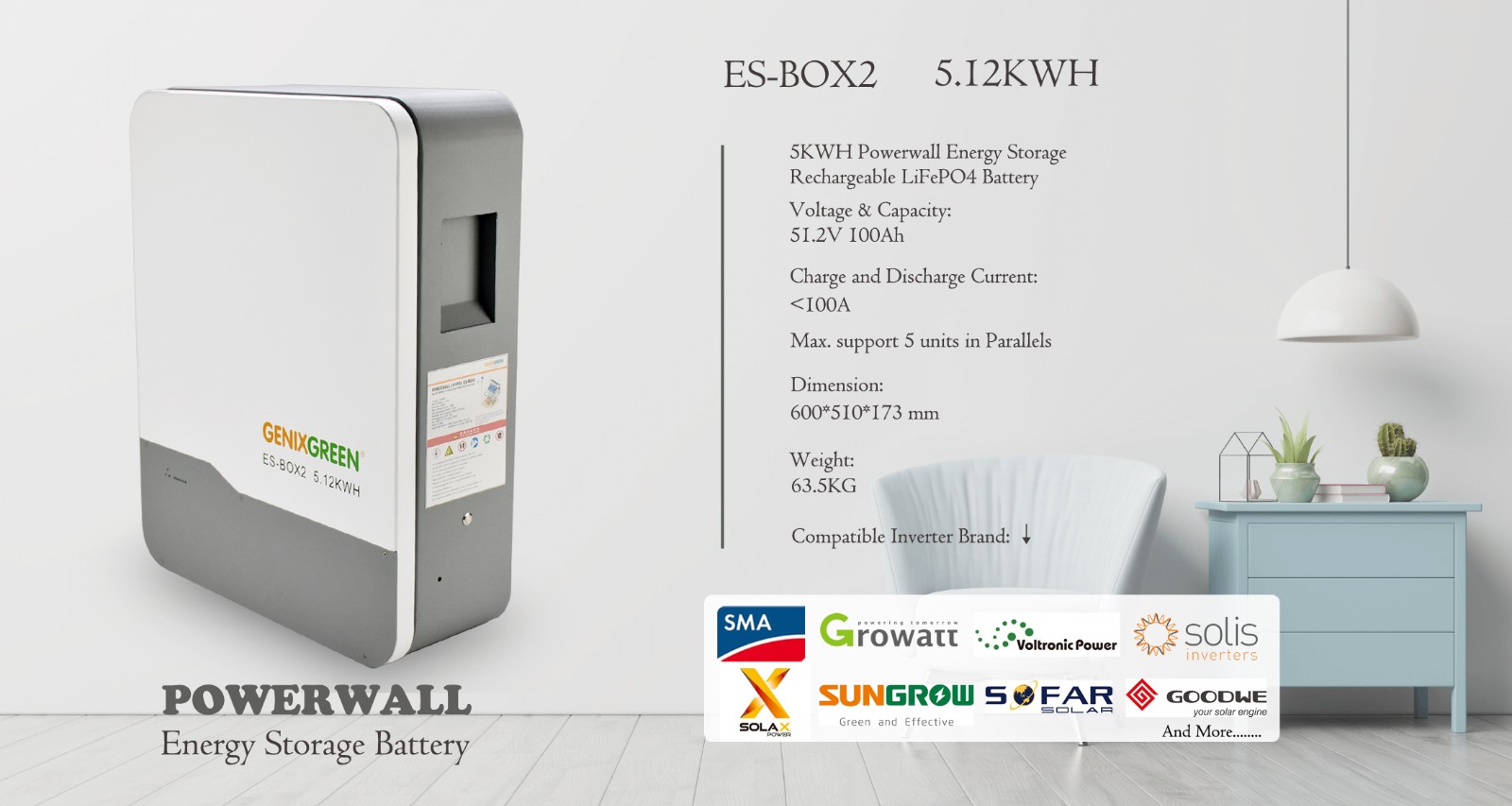 4.8kwh ES BOX2 home battery backup Power Storage Wall