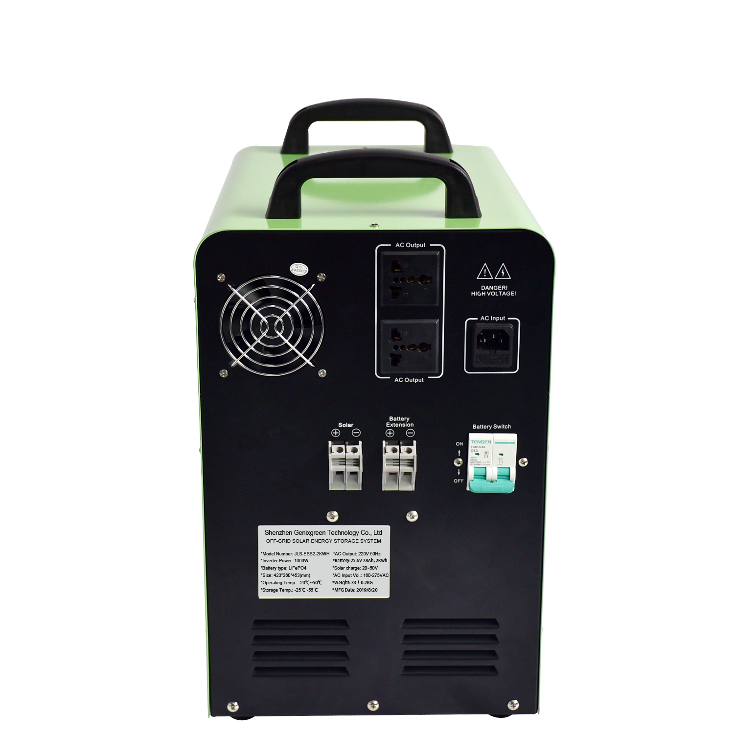 25.6V 78Ah LiFePo4 Energy Storage System With Controller And Inverter  Built In