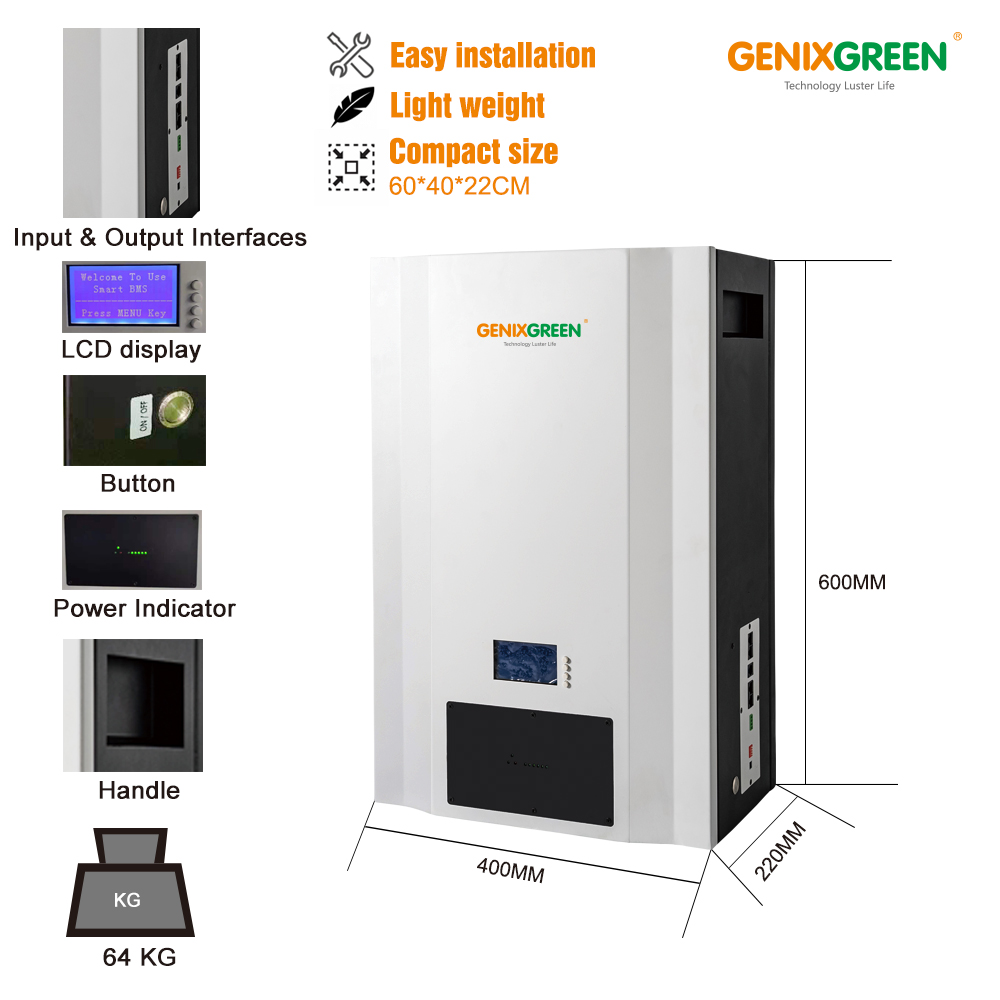 Lithium Battery Powerwall 5kwh 48V100ah Li Ion Battery Pack Lithium Power Home Solar Storage System Household Energy